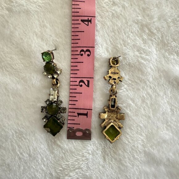 J.Crew Statement Drop Earrings Various Green Crystal Accents Stunning Statement - Picture 8 of 9
